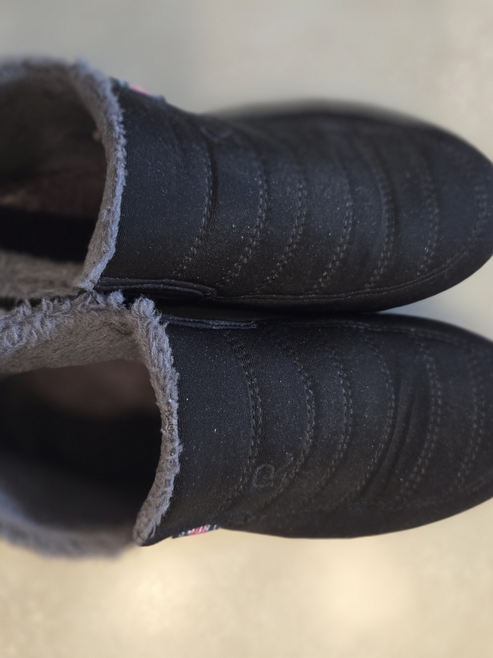 Cozy Black Quilted Slip-On No Slip Shoes